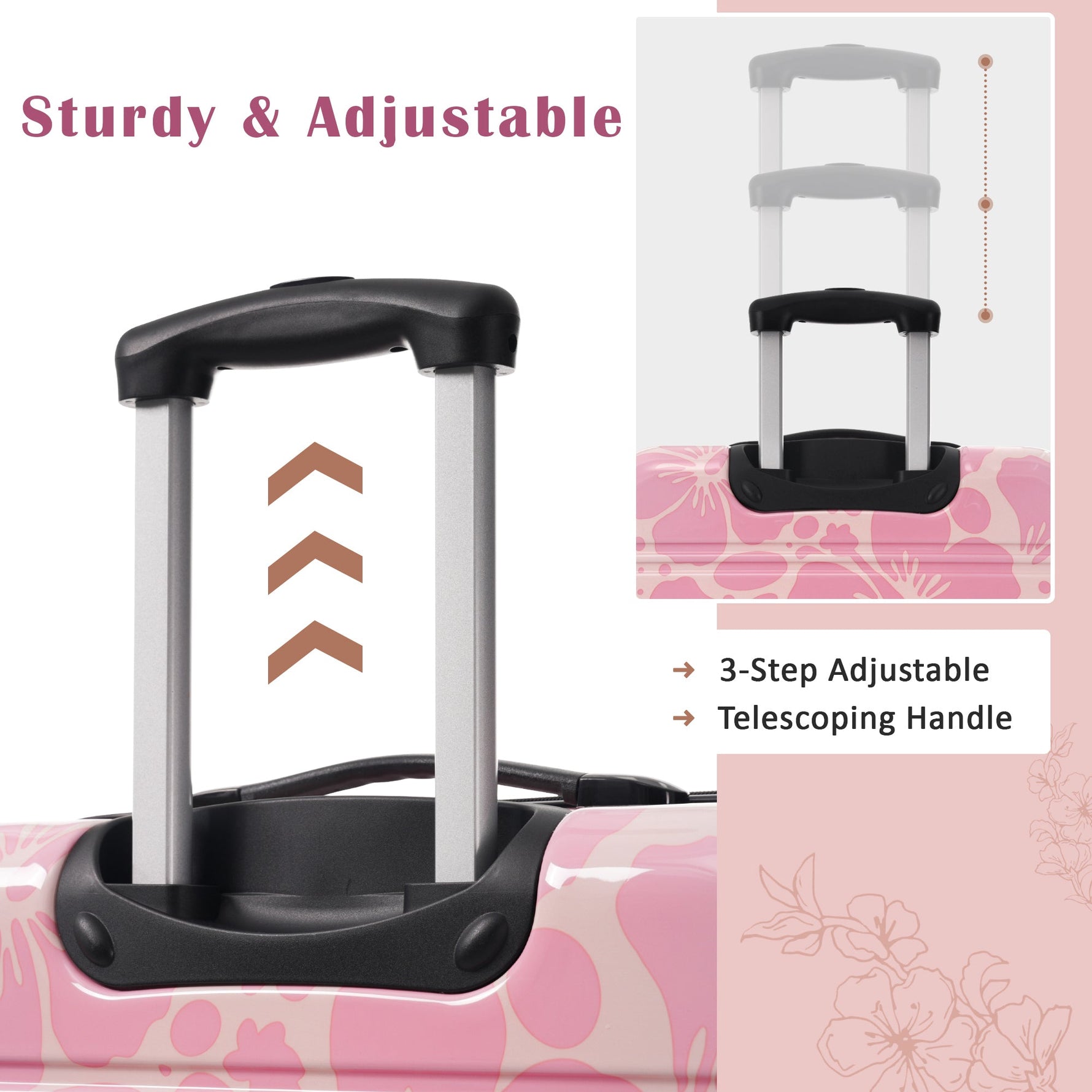 Hardshell Luggage Sets 3-Pcs Spinner Suitcase with TSA Lock