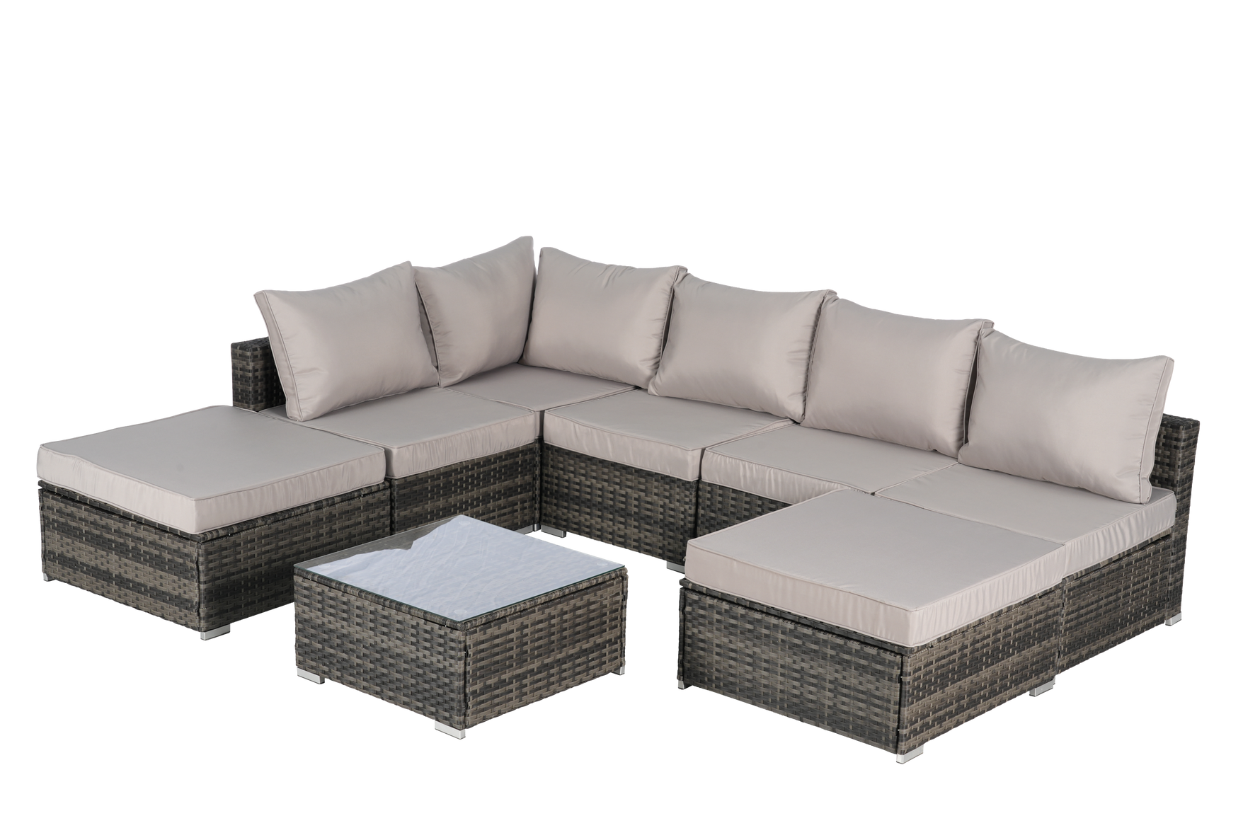 8 Pieces Outdoor Patio Sectional Sofa Couch