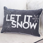 Nneka Let It Snow Gray Velvet Lumbar Pillow with Insert 14x20