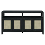 TREXM Bohemian Style Rattan Buffet Storage Cabinet with Solid Wood Frame