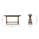 Hawthorne 60'' Solid Reclaimed Elm Trestle Console Table, Heritage Medium-Dark Brown