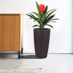 Set of 2 Faux Rattan Tall Planters with Automatic Watering