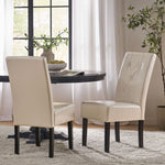 Carter 5 Tuft Dining Chair with Button Tufted Backrest and Espresso Legs - Ivory