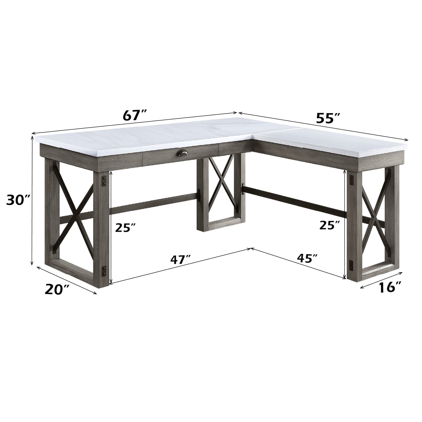 Talmar Marble Top Weathered Writing Desk With Lift Top