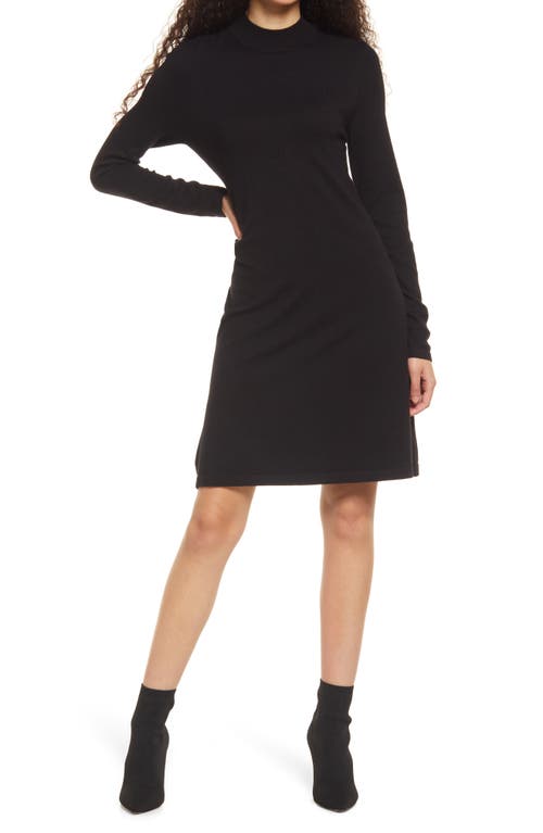 VERO MODA Happiness Long Sleeve Fit & Flare Sweater Dress in Black, Size X-Small