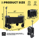Collapsible Wagon with Wheels - 3 in 1 Lightweight Utility Camping Wagon