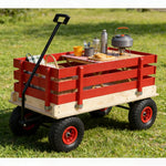 Children's and Garden Wooden Carriage with All-Terrain Inflatable Wheels