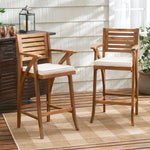 Barstool With Soft Curved Lines and Sturdy Frame (Set of 2) - Brown