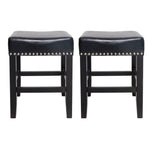 Soltique Backless Dining Counter Stool With Nailhead Trim (Set of 2)