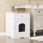 Pet House Cat Litter Box Enclosure With Drawer, Side Table