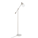 Marcel Contemporary/Glam Floor Lamp in White Marble and Nickel Metal