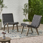 Lounge Chair with Stunning Rope Weave Design, Set of 2 - Black