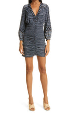 Veronica Beard Zaria Long Sleeve Minidress in Black Multi, Size 2