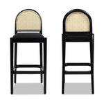 Arlin Upholstered Stool with Curved Back and Footrest - Set of 2