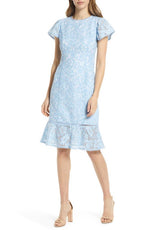 Rachel Parcell Short Sleeve Lace Dress in Bluebell/White, Size Large