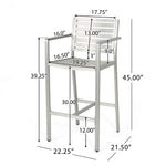 Outdoor Aluminum Rust Proof Barstools (Set of 2) - Silver