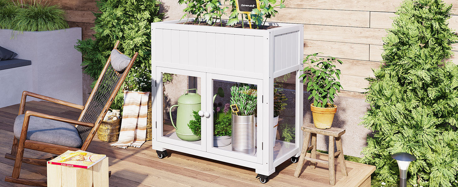 TOPMAX Patio Mini Wood Cold Frame Greenhouse