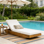 Acacia Wood Chaise Lounge with Cushion