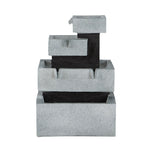 Decorative 4 Tier Block Fountain With Light for Indoor and Outdoor - Black / Gray