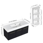 Modern Wall Mounted Bathroom Vanity with Resin Sink and Storage Rack