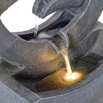 26.77'H Gray Circular Polyresin Outdoor Water Fountain with LED Light