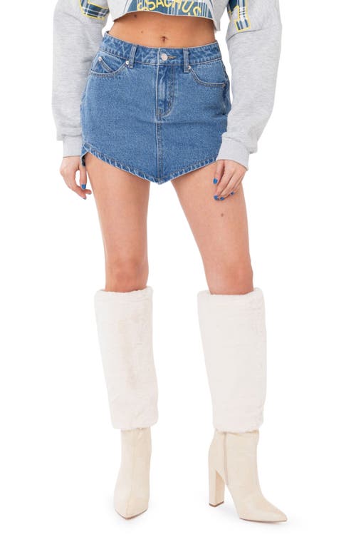 EDIKTED Triangle Denim Miniskirt in Blue  Size Large