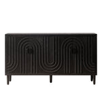 Modern Black Sideboard Cabinet with Nailhead Accents