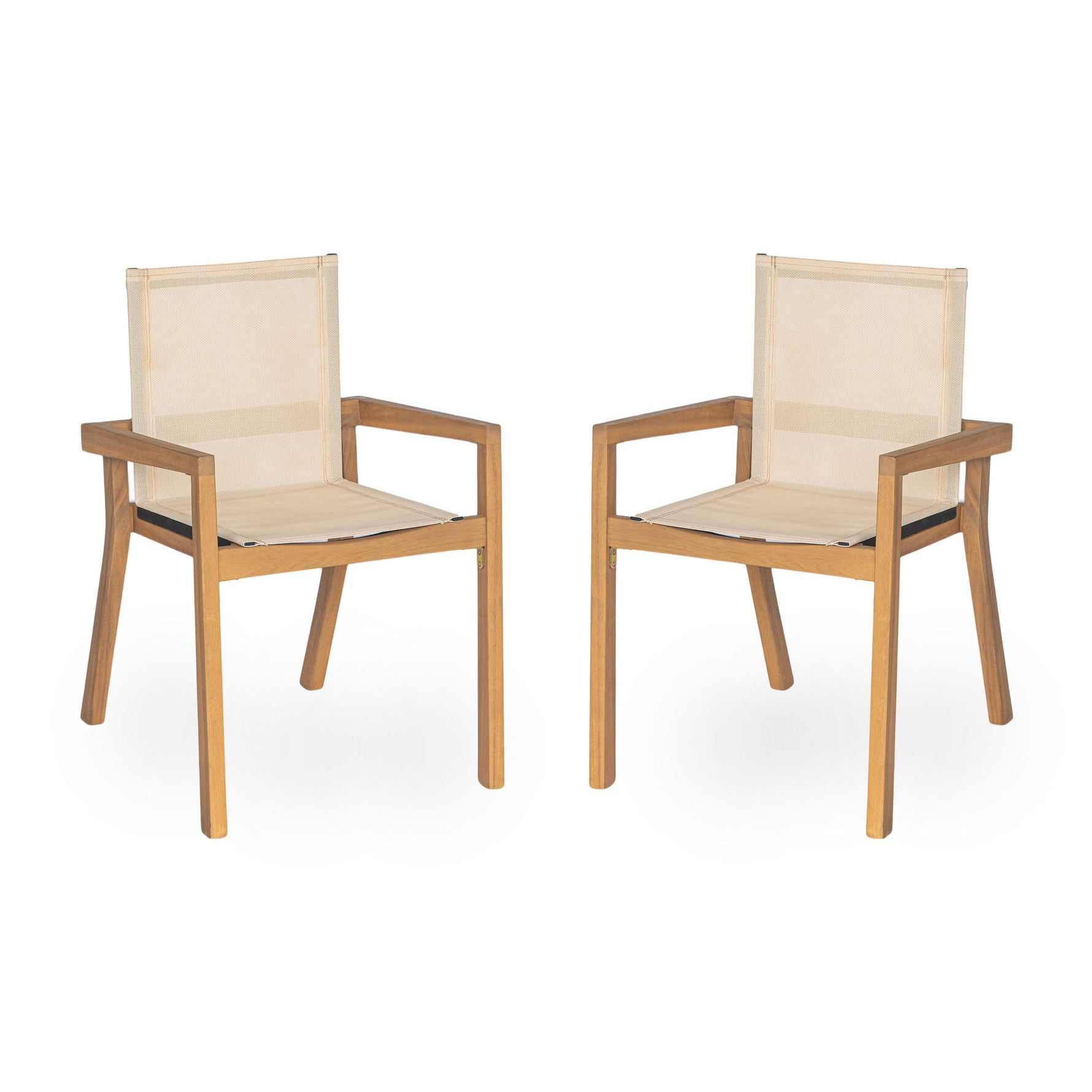 Belfast Dining Chair with Acacia Wood Frame and Mesh Seating (Set of 2)