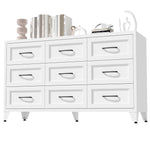 9 Drawer White Metal Dresser with Quiet-Glide Rails