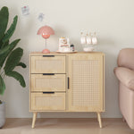 Dresser With Drawers And Adjustable Shelf - Antique Natural / Rattan
