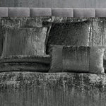 Turin 7 Piece Charcoal Crinkle Velvet Comforter Ensemble