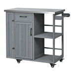 Outdoor Kitchen Island Fir Wood Prep Station with Stainless Steel Top