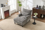 Modern Grey Upholstered Chaise Lounge Sofa Recliner