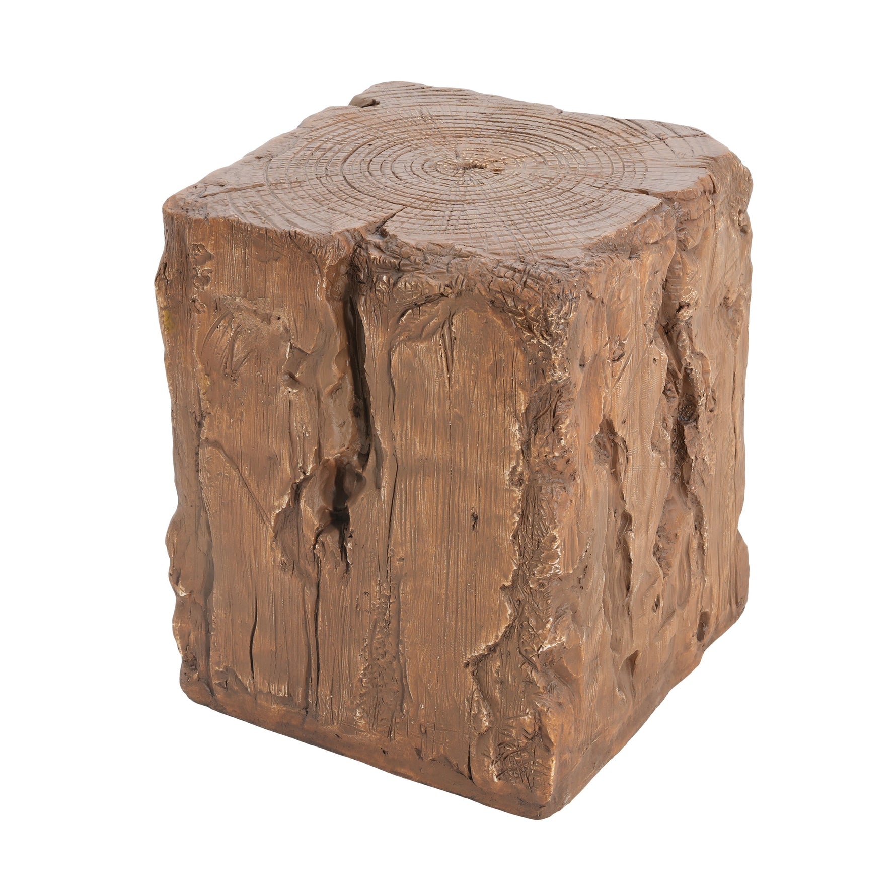 Amira Outdoor and Indoor Stump Shape MGO Side Table Brown Finish
