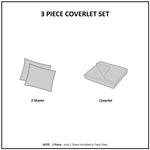 3 Piece Reversible Scalloped Edge Quilt Set - Blue King/Cal King