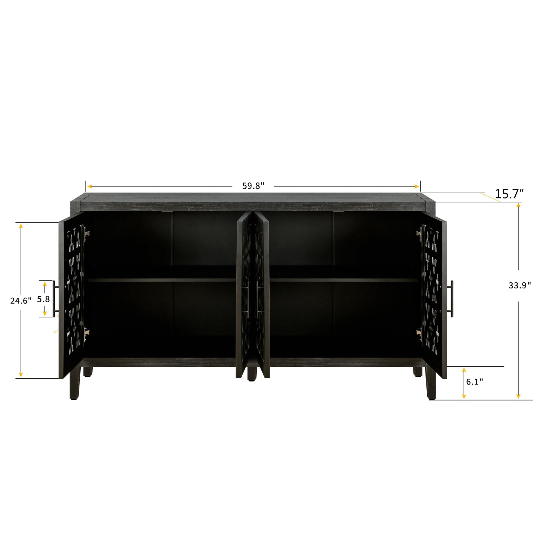 Hollow Four Door Antique Cabinet, American Country Style