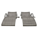 K&K 80" Outdoor Wicker Chaise Lounge Chairs Set of 2