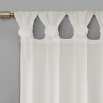 Floral Embellished Cuff Tab Top Solid Curtain Panel