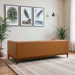 Melissa Mid-Century Cognac Vegan Leather Modern Sofa