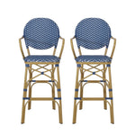 Outdoor Wicker and Aluminum French Barstools (Set of 2)