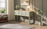 Geometric Carved Console Table with 3 Soft-Close Drawers