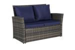 4 Pieces Outdoor Patio Furniture Set with Rattan Chairs and Tempered Glass Table
