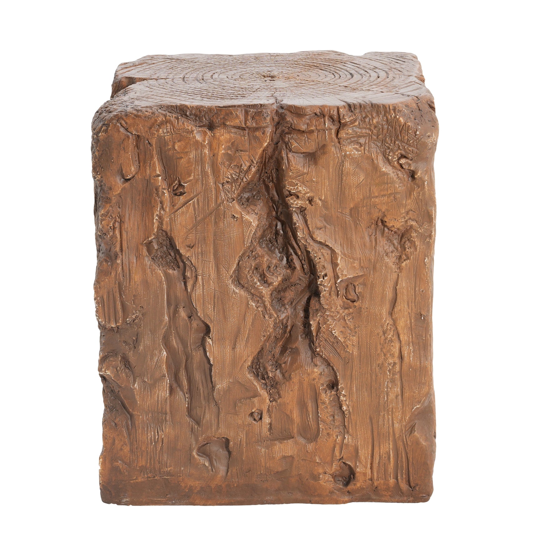 Amira Outdoor and Indoor Stump Shape MGO Side Table Brown Finish