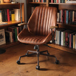 Brancaster Aluminum Top Grain Leather Office Chair - Coffee
