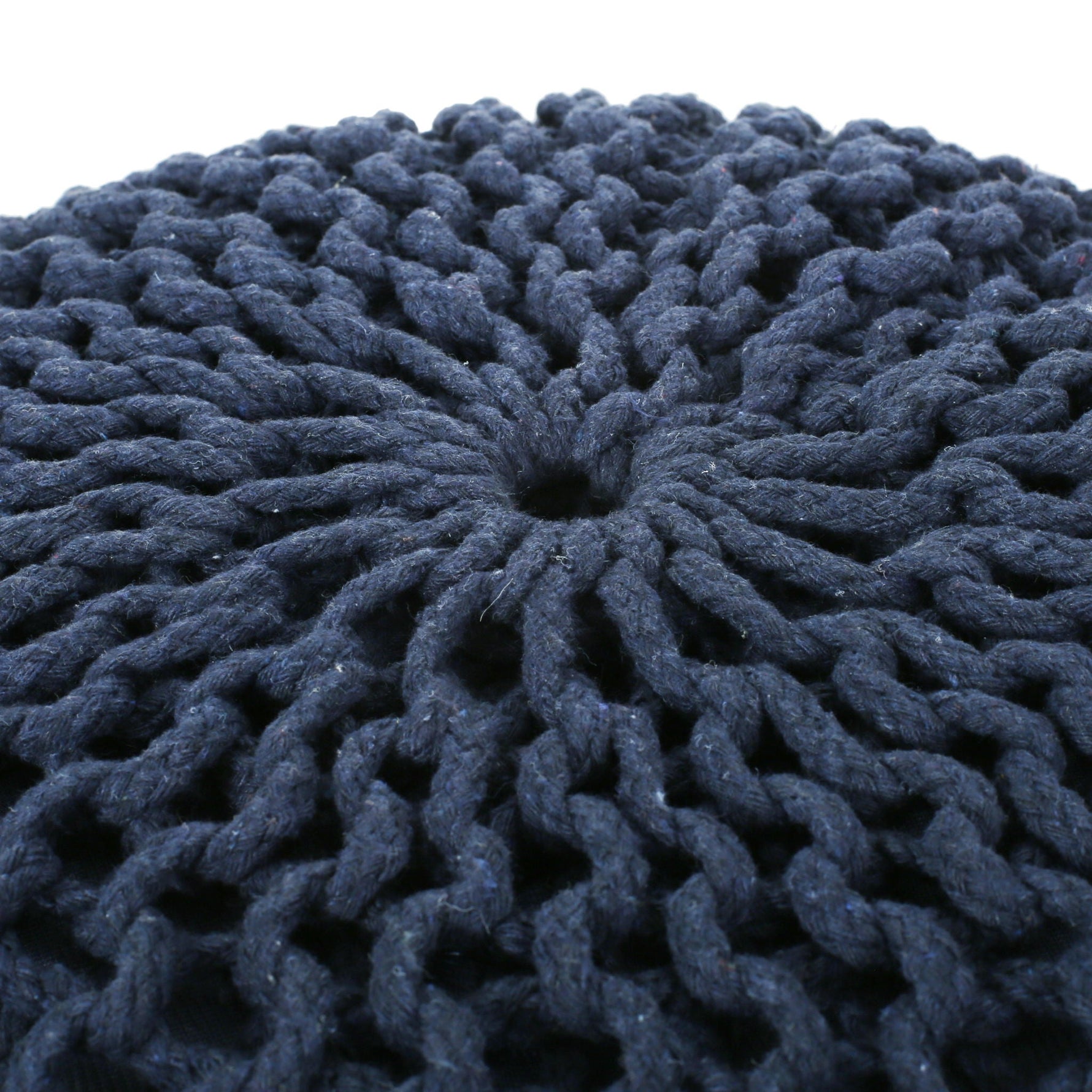Bordeaux Knitted Cotton Round Pouf Ottoman Floor Cushion
