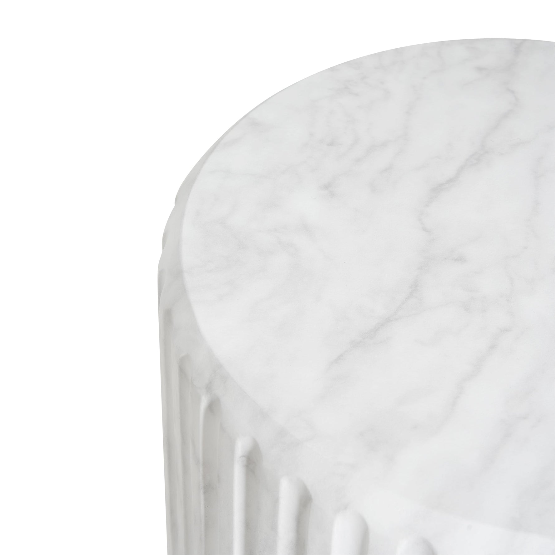 Outdoor Cicci Carved Side Table, White