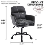 Adjustable Office Chair, Ergonomic Swivel Chair Leather - Black