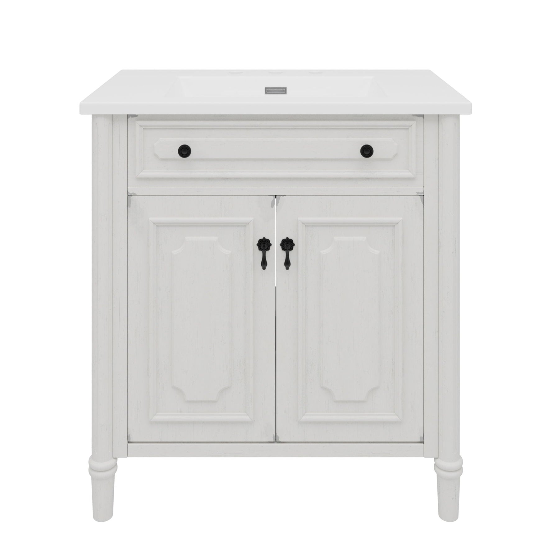 Vintage Bathroom Vanity With Sink, Rustic Cabinet With Soft Close Doors