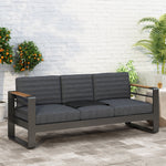 Giovanna 3 Seater Sofa With Aluminum Frame And Water Repellence Cushions - Black