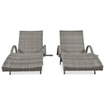 K&K 80" Outdoor Wicker Chaise Lounge Chairs Set of 2